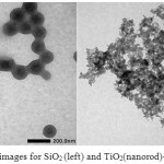 Figure 4: TEM images for SiO2(left) and TiO2(nanorod)-SiO2(TS) (right)