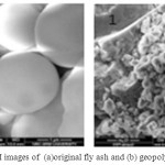 Figure 7: SEM images of  (a)original fly ash and (b) geopolymer without SP