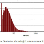 Fig. 4.  Size Distribution of AuNPs@P. acuminatissimum Radlk leaves extract