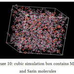 Figure 10: cubic simulation box contains MnOn and Sarin molecules