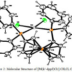 Figure 2: Molecular Structure of [Pd(k2-dppf)Cl2].CH2Cl2 Complex