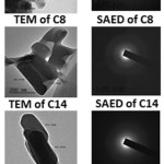 Figure 4: The TEM and SAED images for the liquid crystal molecules under investigation