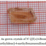 Figure 2: As grown crystals of N’-[(E)-(4-Bromophenyl) (phenyl)methylidene]-4-methylbenzenesulfonohydrazide.