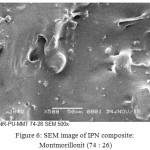 Figure 6: SEM image of IPN composite: Montmorillonit (74 : 26)