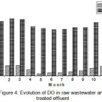 Figure 4: Evolution of DO in raw wastewater and treated effluent