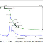 Figure 11: TGA/DTG analysis of raw dates pits and stems (DPS). 