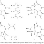 Figure 3: Chemical structures of Sesquiterpene lactones from Acroptilon repens DC.  9-15.