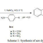 Scheme 1: Synthesis of azo dyes 3a-c 