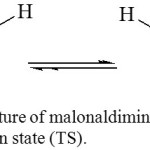 Figure 6: The structure of malonaldimine tautomer (T) and its transition state (TS).