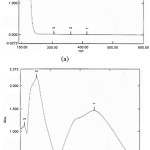 Figure 2: The Uv-Vis spectra of AgNO3 1.10-3 M (a) and silver nanoparticles (b)