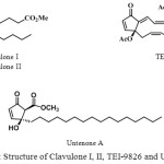 Figure 1: Structure of Clavulone I, II, TEI-9826 and Untenone A