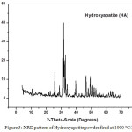 Figure. 3: XRD pattern of Hydroxyapatite powder fired at 1000 °C/2h.