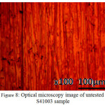 Figure 8: Optical microscopy image of untested S41003 sample
