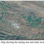 Figure 1: Map showing the mining area and study locations