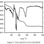 Figure 2: TGA and DTA of Cu(II)PHCB