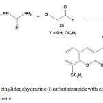 Scheme 16: Reaction of ethylidenehydrazine-1-carbothioamide with chloroethanoic acid or ethyl chloroethanoate