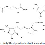Scheme 19: Reaction of ethylidenehydrazine-1-carbothioamide with ethyl bromoethanoate