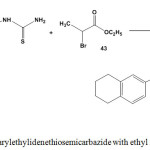 Scheme 20: Reaction of arylethylidenethiosemicarbazide with ethyl 2-bromopropanoate