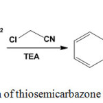 Scheme 21: Reaction of thiosemicarbazone with chloroacetonitrile