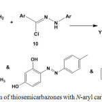 Scheme 4: Reaction of thiosemicarbazones with N-aryl carbohydrazonoyl chlorides