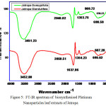 Figure 5: FT-IR spectrum of  biosynthesised Platinum Nanoparticles leaf extracts of Jatropa
