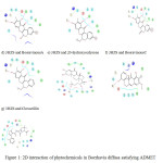 Figure 1: 2D interaction of phytochemicals in Boerhavia diffusa satisfying ADMET properties with  the target protein 3HZS