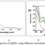 Figure 3: UV –Vis spectra of AgNPs  using different concentration of Plant Extract.