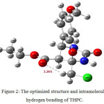 Figure 2: The optimized structure and intramolecular hydrogen bonding of THPC.
