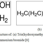 Figure 1: Chemical structure of: (a) Tris (hydroxymethyl) aminomethane. (b) Hexadecyl trimethyl ammonium bromide