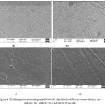 Figure 4: SEM images for electrodeposited Ni-Co-Cr thin film for different current density (a) 2 mA/cm2 (b) 3 mA/cm2 (c) 4 mA/cm2 (d) 5 mA/cm2