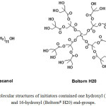 Figure 1: Molecular structures of initiators contained one hydroxyl (1-dodecanol) and 16-hydroxyl (Boltorn® H20) end-groups.