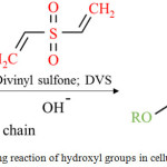 Figure 4: Crosslinking reaction of hydroxyl groups in cellulose chain with DVS