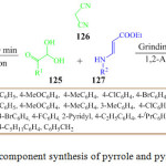 Scheme 27: One pot three component synthesis of pyrrole and pyridines by grinding method
