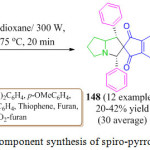 Scheme 31: One pot three component synthesis of spiro-pyrrolizidines or pyrrolizidiones.