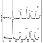 Figure 9: XRD patterns of (a) TiO2 and (b) TScomposite coatings.