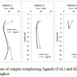Figure 6: The concentration of copper complexing ligands (CuL) and dissolved copper (dCu) at all stations at Pulau Pangkor.