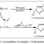 Scheme 1: Huisgen’s cycloaddition to prepare 1,4-disubstituted-1,2,3-triazoles.