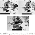Figure 2: TEM, images of nickel ferrite powders prepared at 180 ○C,  2 h 