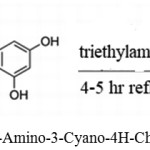 Scheme 23: Synthesis of 2-Amino-3-Cyano-4H-Chromene by triethyl amine.38
