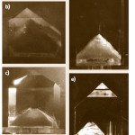 Figure 9: KDP single crystals grown from solutions poisoned with metaphosphates content a) 50 ppm, b) 30 ppm, c) 15 ppm, d) 10 ppm, e) 1 ppm.19