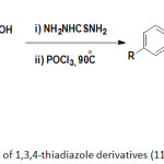 Scheme 2: Synthesis of 1,3,4-thiadiazole derivatives (11-15).