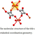 Figure 3: The molecular structure of the title compound, showing octahedral coordination geometry.