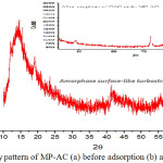 Figure 2:  X-ray pattern of MP-AC (a) before adsorption (b) after adsorption.