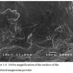 Figure 3.4: 1000x magnification of the surface of the pelletized magnesium powder.