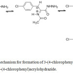 Figure 1: Proposed mechanism for formation of 3-(4-chlorophenyl)propanohydrazide from 2-(acetamido)-3-(4-chlorophenyl)acrylohydrazide.