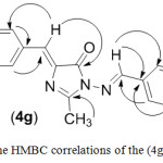 Figure 2: The HMBC correlations of the (4g) compound.
