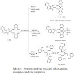 Scheme 1: Synthetic pathway to nickel, cobalt, cupper, manganese and zinc complexes.