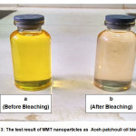 Figure 3: The test result of MMT nanoparticles as  Aceh patchouli oil bleaching