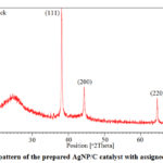 Figure 4. XRD pattern of the prepared AgNP/C catalyst with assigned silver peaks.
