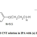 Figure 11: Centrifuged CNT solution in IPA with (a) PVP (b) Triton X-100